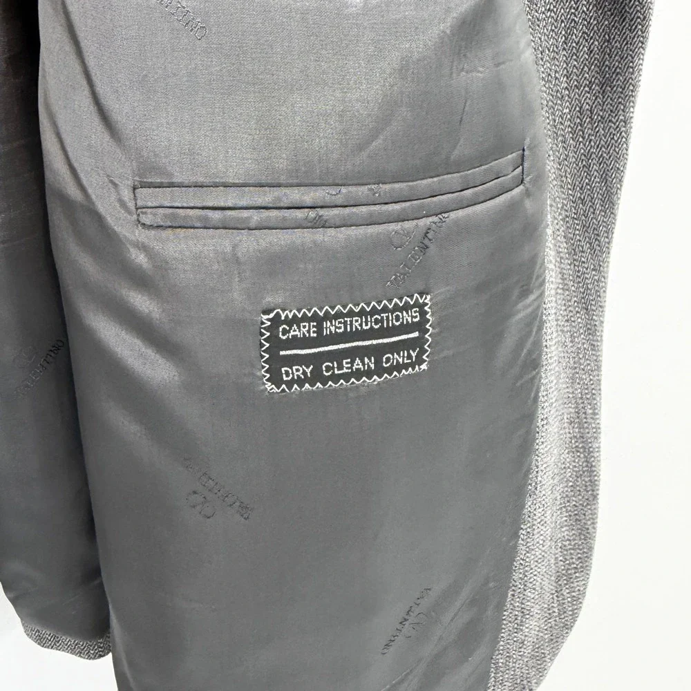 Valentino Uomo Gray Wool Blend Sport Coat‎ Blazer Made in Italy Holes 46R